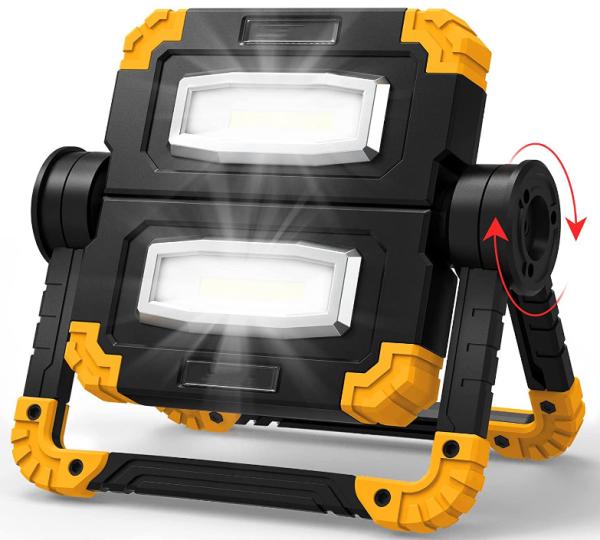 Quality Rechargeable Portable LED Work Light 2 COB 2000Lumens 360 Degree Rotation Foldable for sale