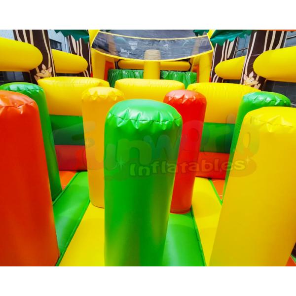 Long Palm Tree Bouncy Castle Inflatable Obstacle Course 13.2X4.7X3 M