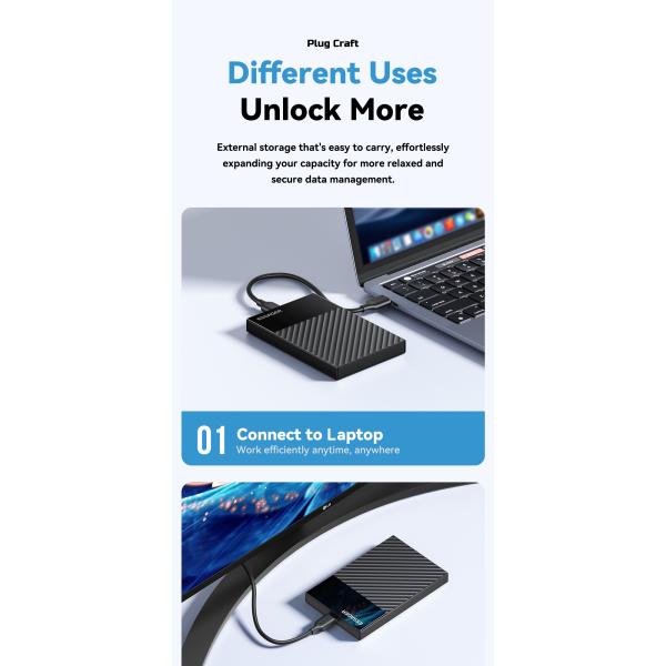 ESSAGER ES-YP02 2.5 Inch SATA SSD HDD External Hard Drive Enclosure with 5Gbps Speed USB 3.0 and Dual-protocol Boost