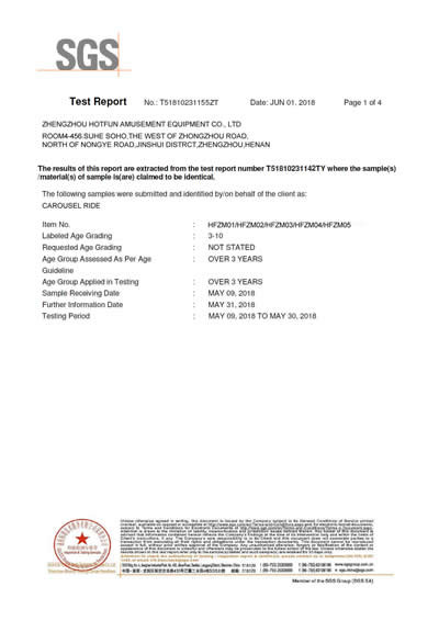 ZHENGZHOU HOTFUN AMUSEMENT EQUIPMENT CO., LTD Certifications