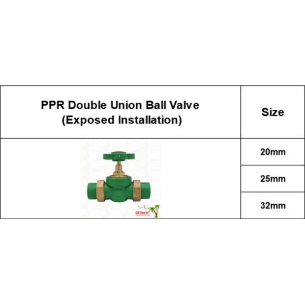 PPR Double Union Ball Valve Exposed Installation Corrosion-Resistant Customized Size