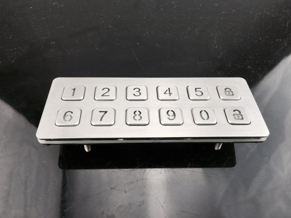 higher quality 6X2 Layout numeric Metal Keypad With 12 flat key buttons for