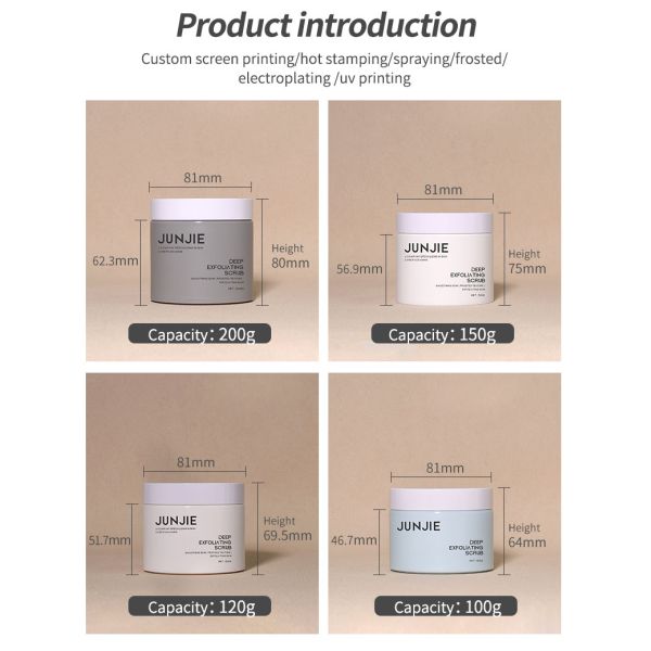 Chinese manufacturer 120ml 150ml Skin Care Container Frosted Plastic Cosmetic Jar With Spatula Spoon and Tweezer 80ml 100ml Flip Top Skin Care Jar