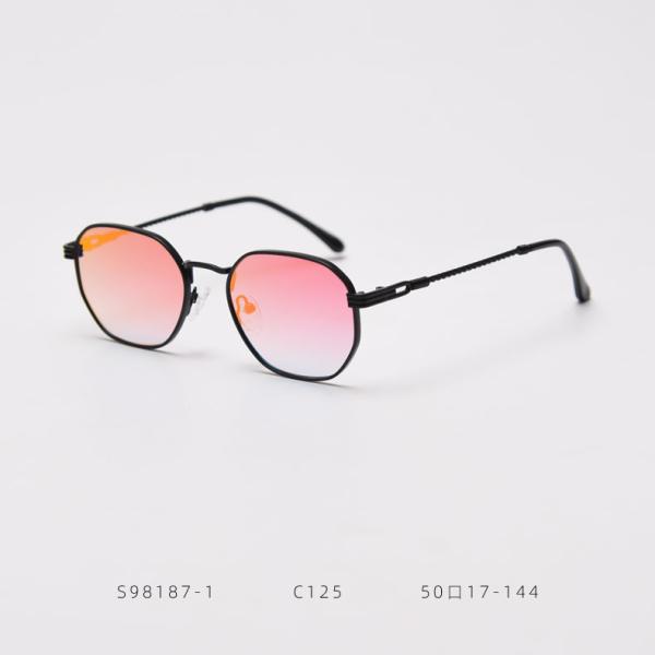 Men Women Polygon Frame Sunglasses Reflective Personality Small Frame Plain Lens Glasses