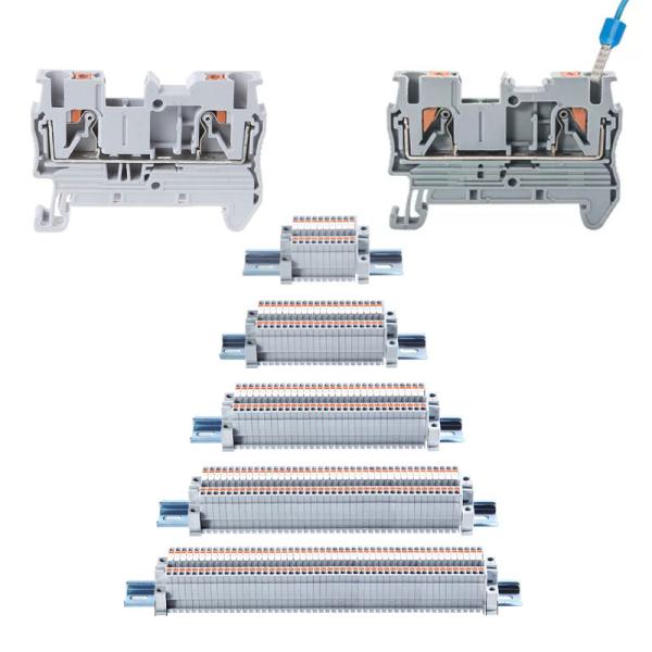 Quality Din Rail Mounted Terminal Blocks Modular Set Screwless Spring Crimping PT 2.5 mm² Plug-in Connectors for sale