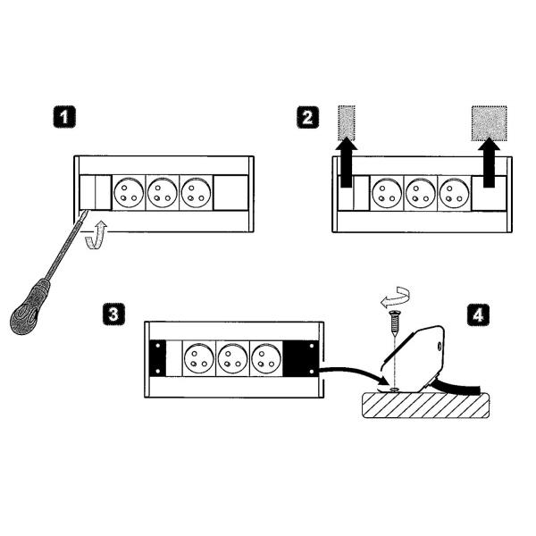 Aluminium and Plastic Shell Case for Worktop Corner Box Kitchen Socket Socket Socket or Table Base Charger