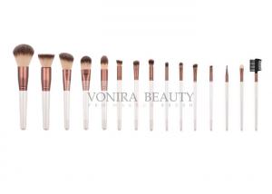 China Chocolate Color Synthetic Makeup Brushes With Pearl White Handle on sale