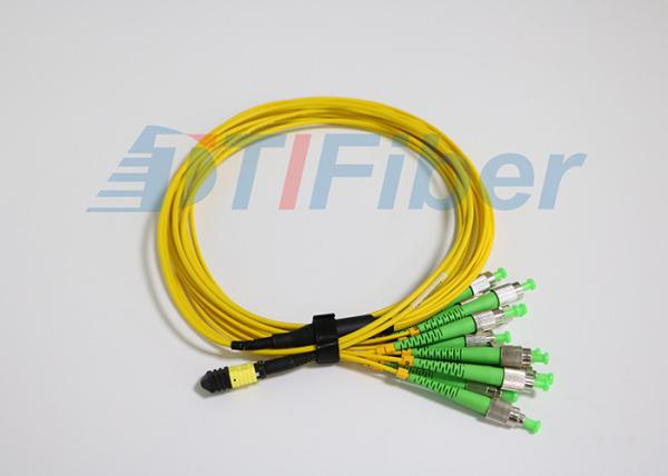 Quality Yellow 12 Core MPO To FC Fiber Optic Patch Cables For Telecom Network for sale