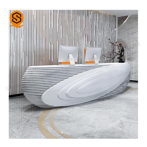 Quality Artificial Stone Beauty Salon Reception Desk Matte Or Glossy Surface Finish for sale