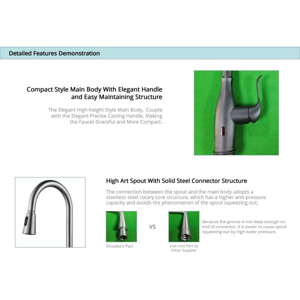 Gooseneck bar Sensor Control Smart Kitchen Faucet with Anti Clogging Nozzle