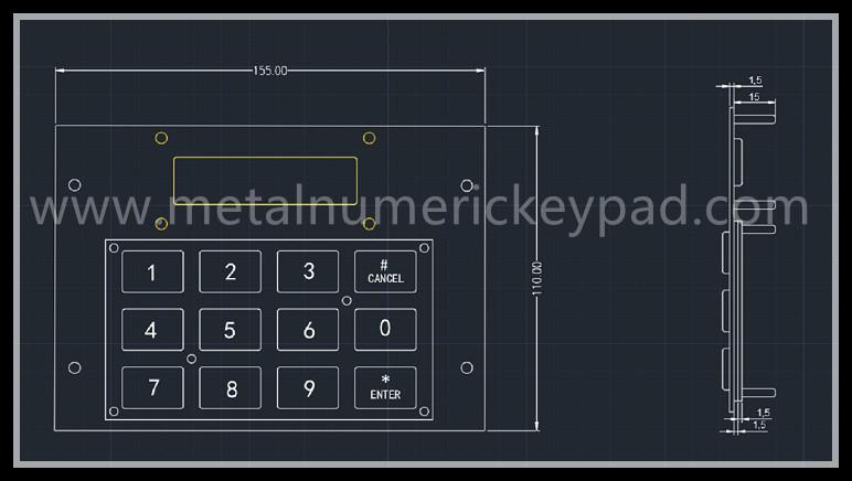 Vandal Proof 16 Button Keypad With Display For Vending Machine