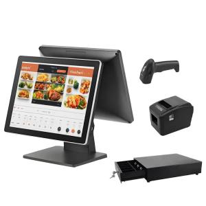 China 15.6 Dual Screen Cashier Desktop Self Service Kiosk POS Machine for Retail Shop on sale