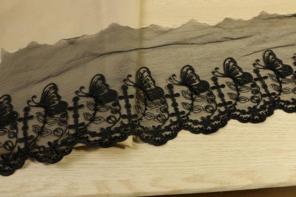 Quality Unstretched Sequin Lace Trim , Sumptuousl Black Sequin Ribbon Multiapplication for sale