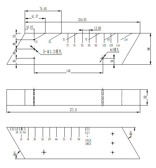 NDT AWS 14.4 60° Test Block Ultrasonic Calibration Block