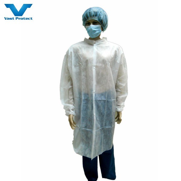 Microporous PP SMS Disposable Lab Coat With Button Professional Customizable