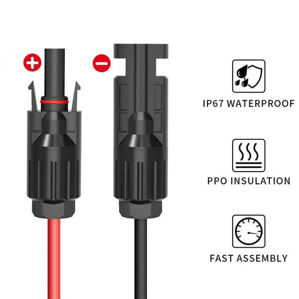 IP67 VDE RV Solar Power Cable PV Solar Connector To Goal Zero Unipolar Plug