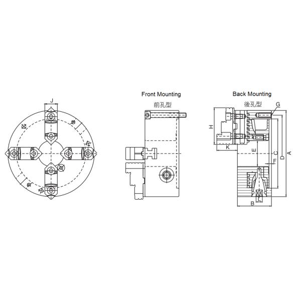 PSK 4-JAW POWERFUL TYPE SCROLL CHUCKS
