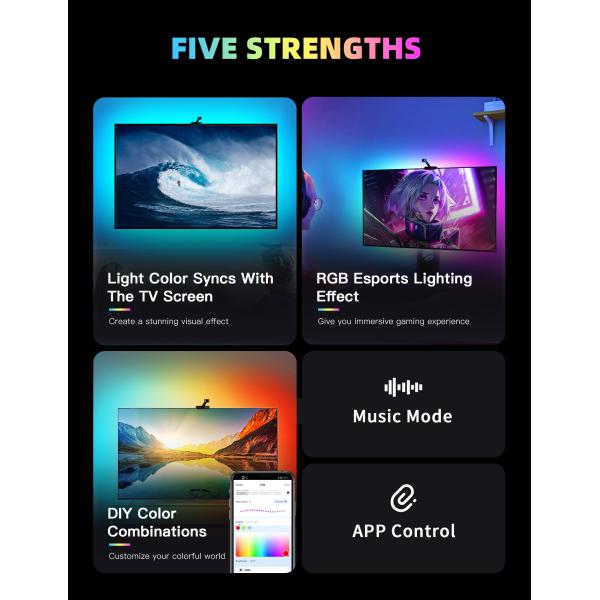 Voice Control Tuya Smart WiFi Ambient RGB TV Backlight Fit For 40-65 Inch