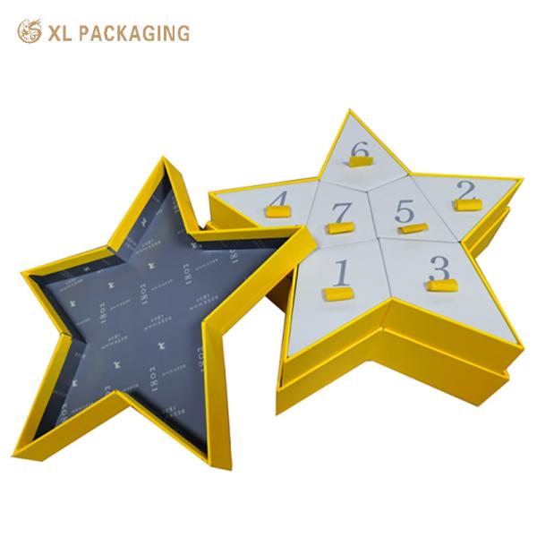 Quality XL Packaging Custom Packaging Box Factory Star Shape 7 Day Paper Advent Calendar Packaging Box For Cookie Candy Biscuits for sale