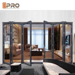 China Aluminium Double Insulated Glazing Folding Door Airtight Thermal Break Finished Surface room folding door folding grill on sale