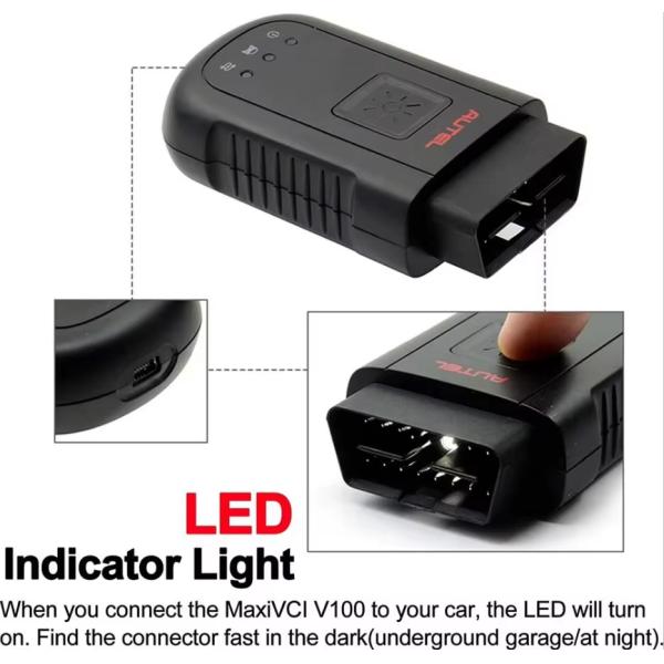 Autel MaxiVCI V100 Bluetooth Connector, Vehicle Communication Interface, Compatible with Autel MS906BT MS906TS MK906BT