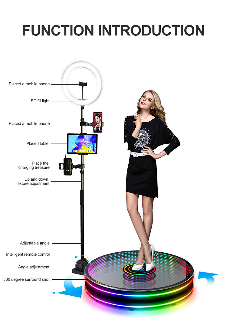 Slow Motion Rotating Video Booth Low Noise 360 Rotating Camera For Party LED Enclosure