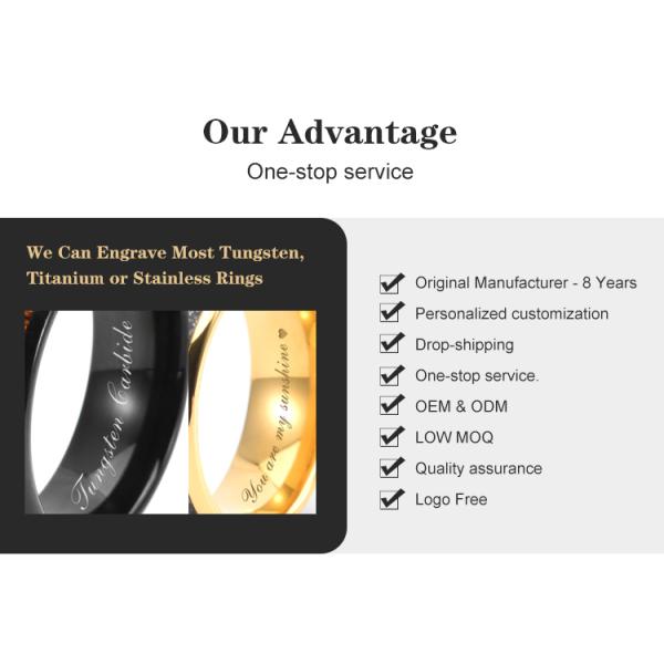 Round Black Carbon Fiber Band 10mm With Cubic Zirconia Inlay And Truck Tire Pattern