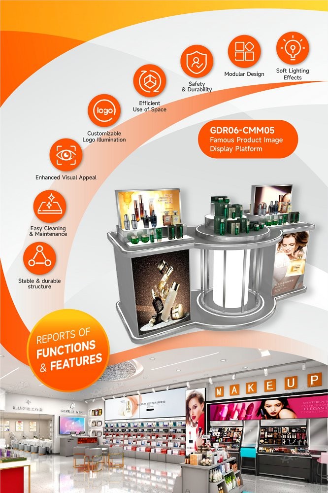 GDR06-CMM05 Retail Display Stand with Modular Design and Brand-Themed Style for Shopping Mall