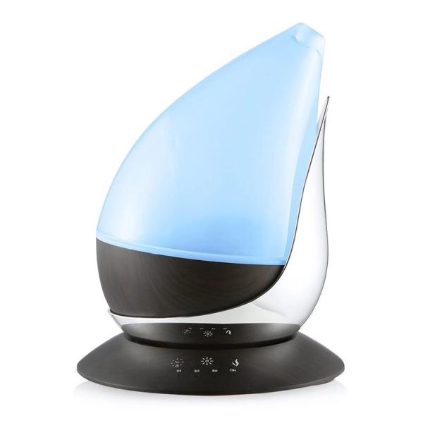 Drop Shape 350ml Glass Ultrasonic Diffuser With Wood Grain Base