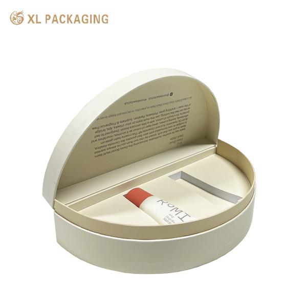 XL Packaging Custom Luxury Boxes Customized Embossing LOGO Semi-Circle Half Round Shape Cosmetic Packaging Box With EVA Foam Tray