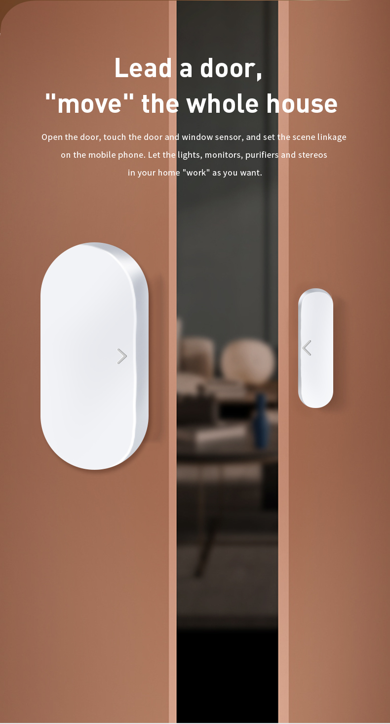 White Zigbee Window Door Sensor Wifi Door Alarm System App Remote Control