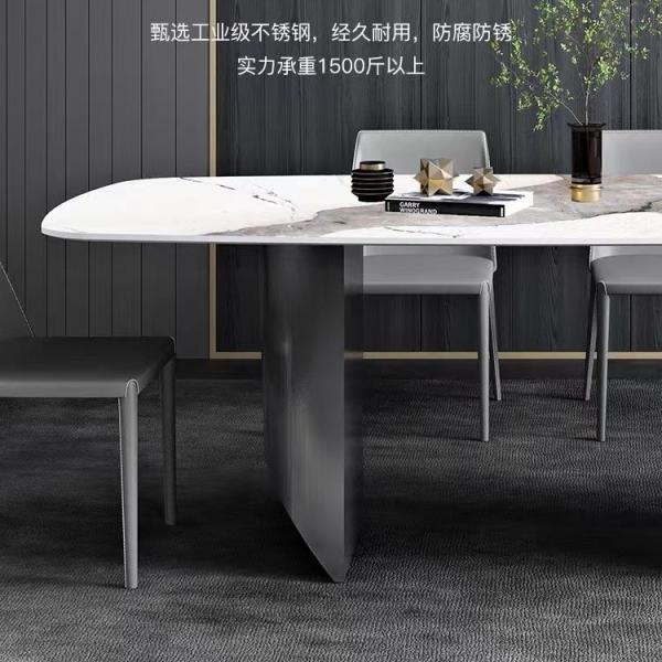stainless steel base ceramic marble top dining table , 8 seat dining table in home use