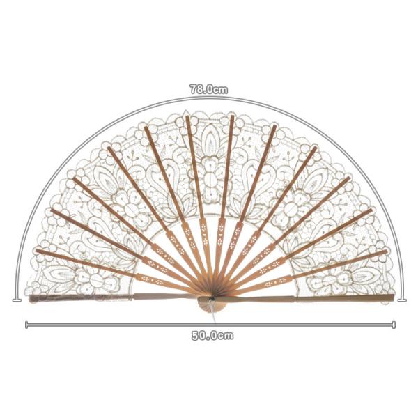 Y-Z Vintage Wedding Lace Bamboo Folding Fan Hollow Cotton and Linen Dance Bride Tassel Big Hand Fans