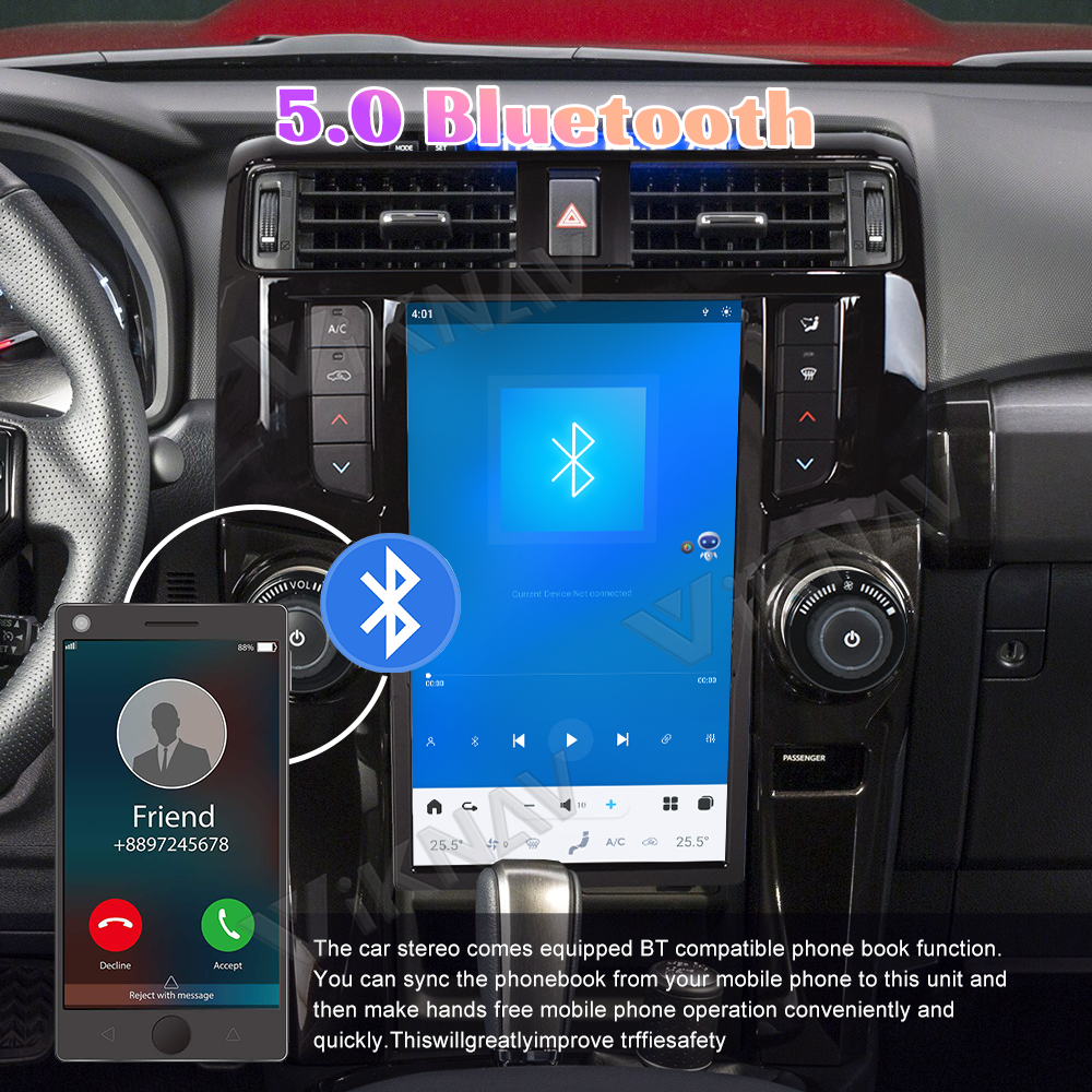 Viknav Car Radio For Toyota 4 Runner (2009-2019) 13.6 inch Android 13 GPS Navigation Auto Multimedia Player 2 Din Stereo