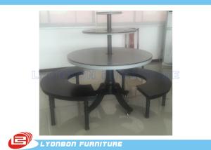 Wholesale 3 shelves MDF boots shoes roud display stand black painted nest table from china suppliers