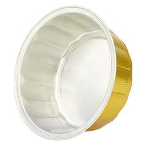 China 250ml 450ml Gold Aluminum Disposable Food Container Tray with Lid for Packing on sale