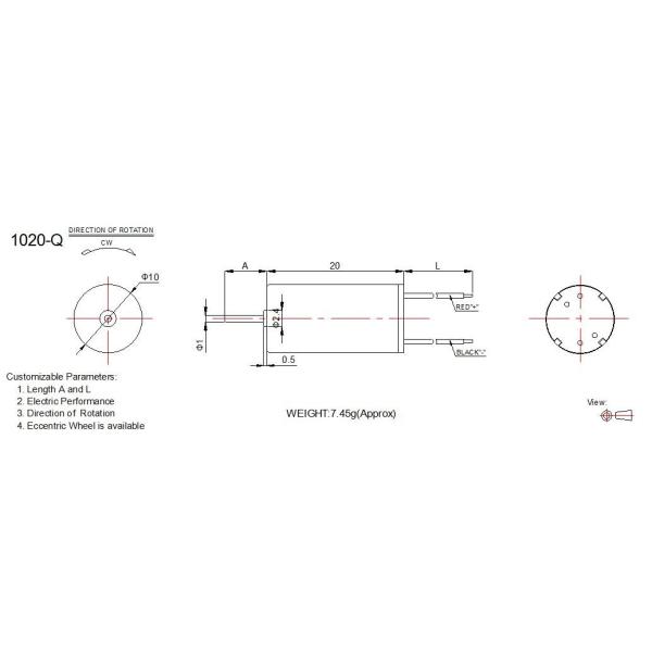 Electronic Products 12 Volt DC Motor High Torque With 10mm Diameter RoHS Approved