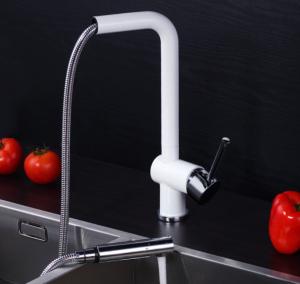 Wholesale White Pull Out Rotatable Kitchen Scandinavian Copper Sink Faucet from china suppliers