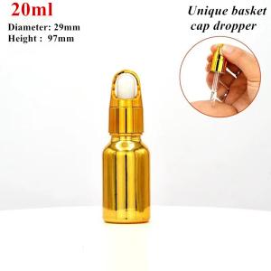 Wholesale 10ml 20ml 30ml 50ml Electroplate Gold Color Luxury Cosmetic Packaging Glass Dropper Bottles for serm Essential oil use from china suppliers