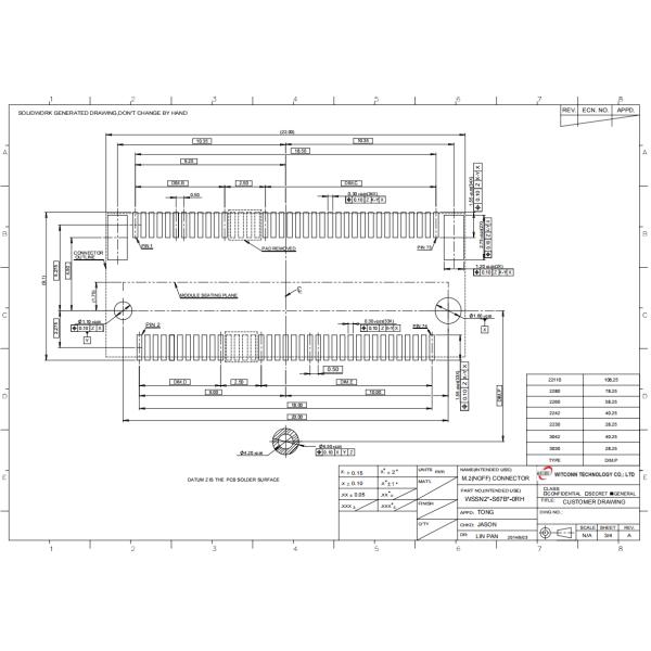 Height 6.7mm Electronic Components Connectors Custom NGFF M.2 Connector