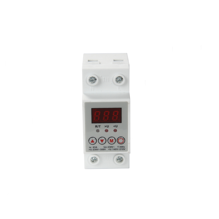 63A 2Poles Intelligent Over/Under Voltage Protector with single row display