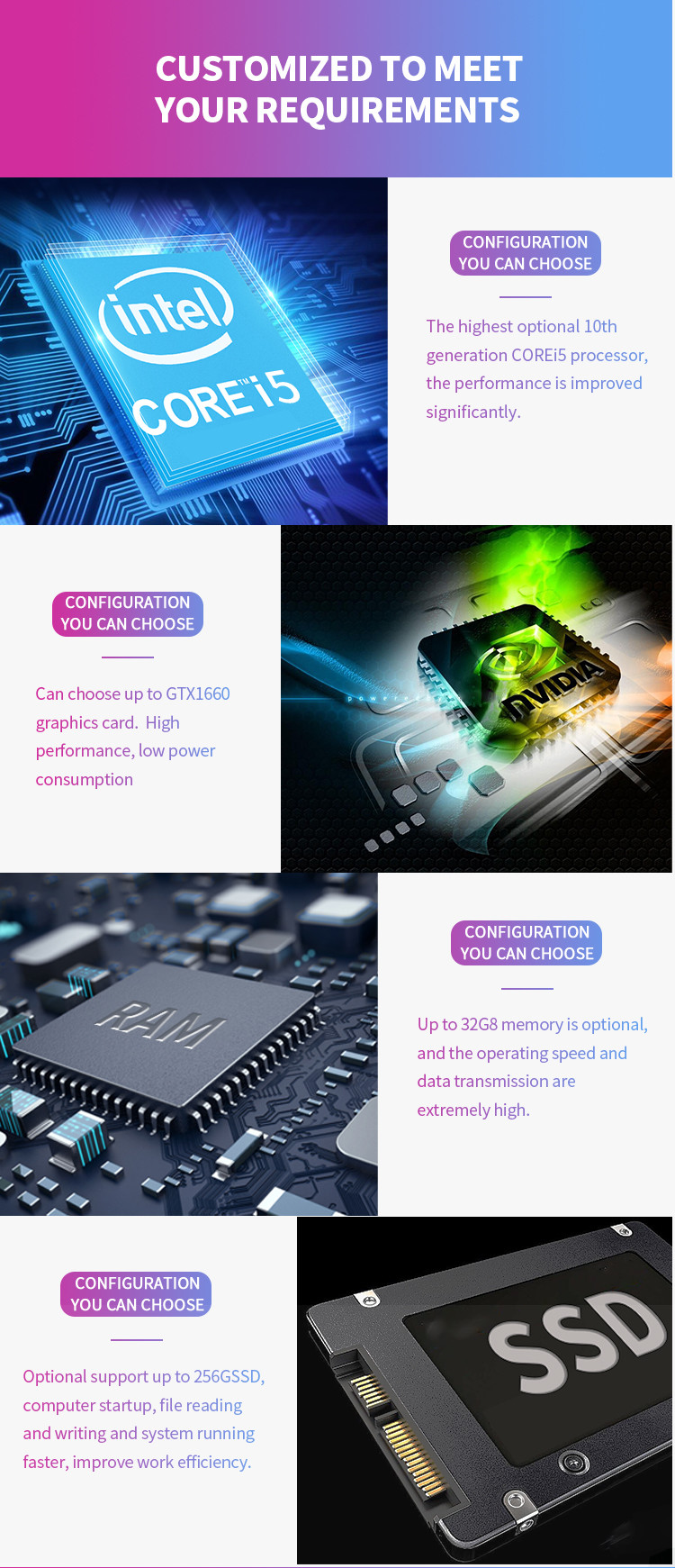 Mainboard H110 ROHS Intel Core I7 Gaming PC With Bluetooth Function