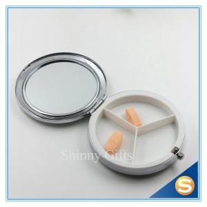Wholesale Cosmetic Mirror with Pill Box Multi function Metal Pill Box Portable Pill Boxes SGS Report Doming Logo from china suppliers