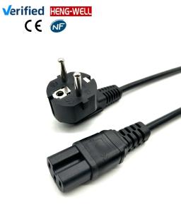 China 16A 250V Current Rating EU Plug to IEC C15 *2 AC Power Extension Cord with 100% Copper Connector Type in Black Red/Yellow on sale