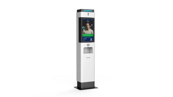 Quality FCC 21" Face Recognition Thermometer Kiosk 10L Dispenser for sale