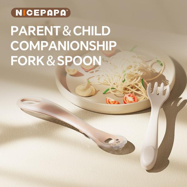 Quality 2-In-1 Baby Spoon And Fork Baby stuff Parent＆Child Companionship Fork＆Spoon Baby Feeding Kit for sale