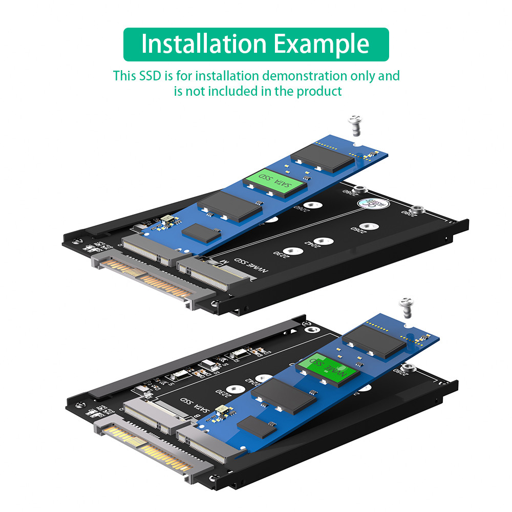 2 In 1 Combo PCI-E M.2 NVME SSD And B&M Key SSD To SFF-8639 U.2 Adapter