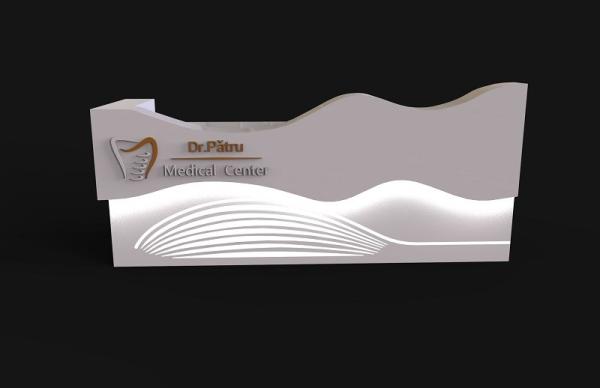 Quality Shaped Processing Solid Surface Reception Desk Eco Friendly White LED NFS for sale