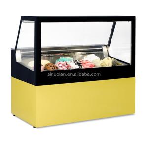 China Stainless Steel Scoop Ice Cream Display Case Hard Showcase Vertical Upright Glassfreezer on sale