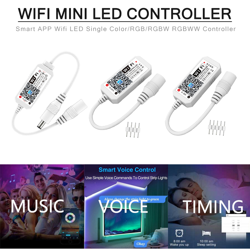 Mini Led Smart Controller Wifi Single Color Rgb Rgbw Remote Control App Voice Music For Smart Home
